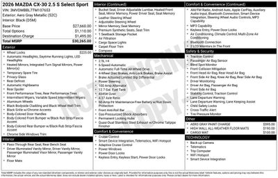 2026 Mazda Mazda CX-30 2.5 S Select Sport AWD