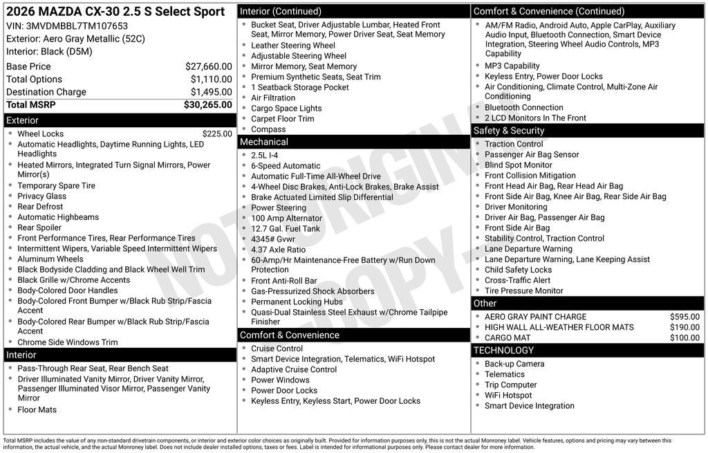 2026 Mazda Mazda CX-30 2.5 S Select Sport AWD