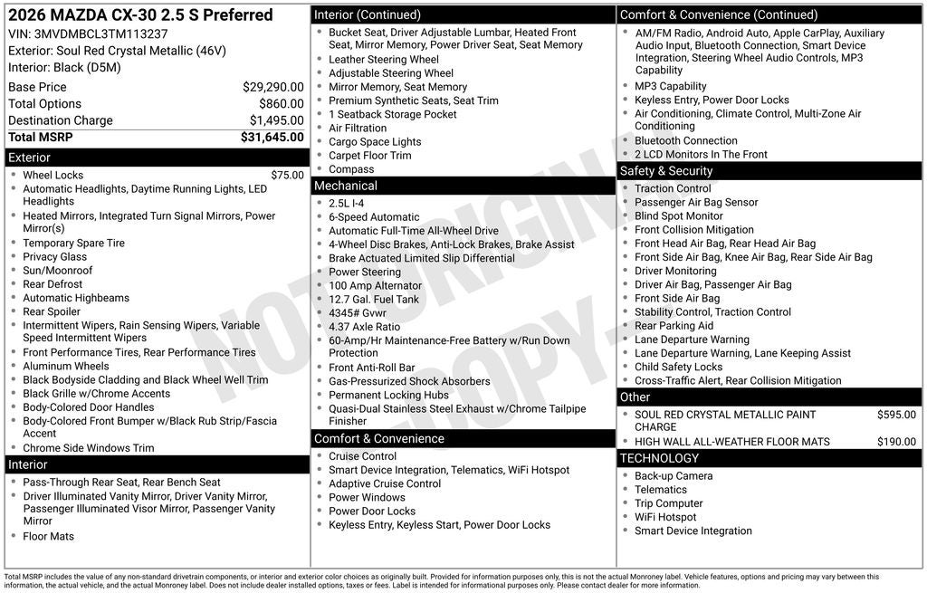 2026 Mazda Mazda CX-30 2.5 S Preferred AWD